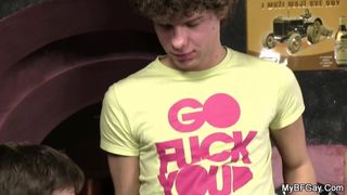 Gay teen dudes fuck while alone