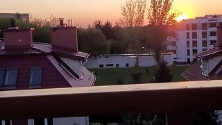 Quick masturbation on the balcony quick ejaculation fat whore