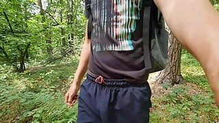 I pee sitting naked in the forest and then I walk